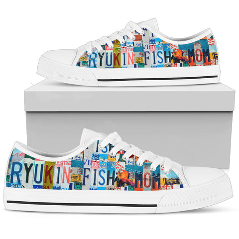 Ryukin Fish Print Low Top Canvas Shoes For Women
