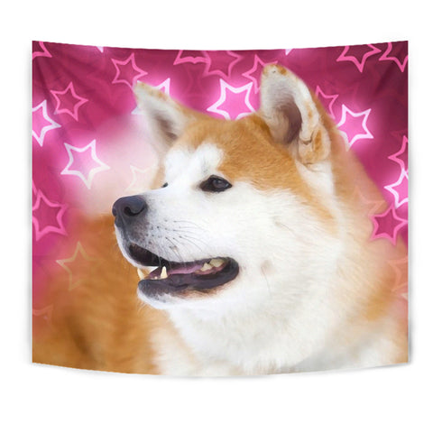 Akita Dog On Pink Print Tapestry