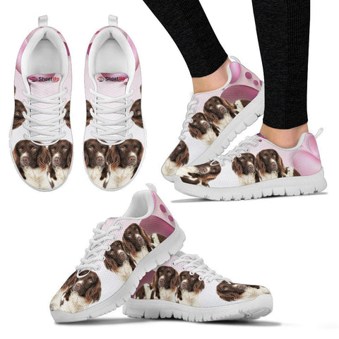 English Springer Spaniel Pink White Print Running Shoes For Women
