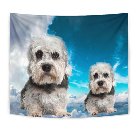 Dandie Dinmont Terrier On Sky Blue Print Tapestry