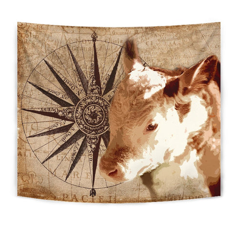 Amazing Hereford Cattle Print Tapestry