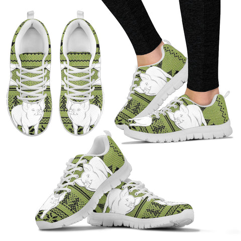 Middle White Pig Print Christmas Running Shoes For Women