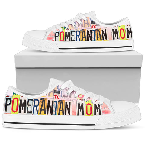 Lovely Pomeranian Mom Print Low Top Canvas Shoes For Women
