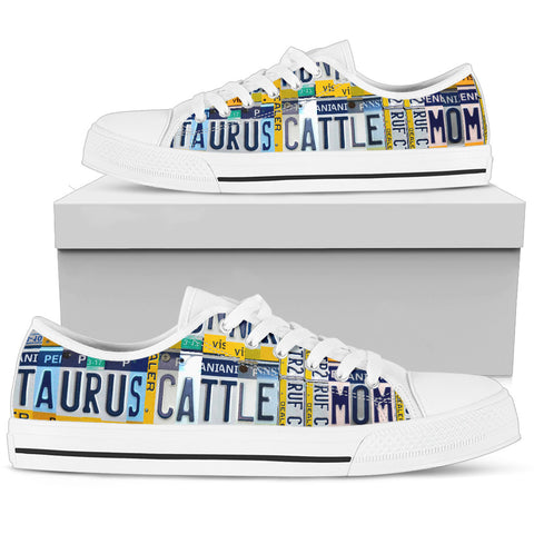 Taurus cattle Mom Print Low Top Canvas Shoes for Women