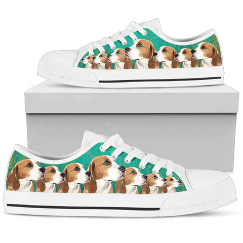 Beagle Dog 3D Print Women's Low Top Canvas Shoes