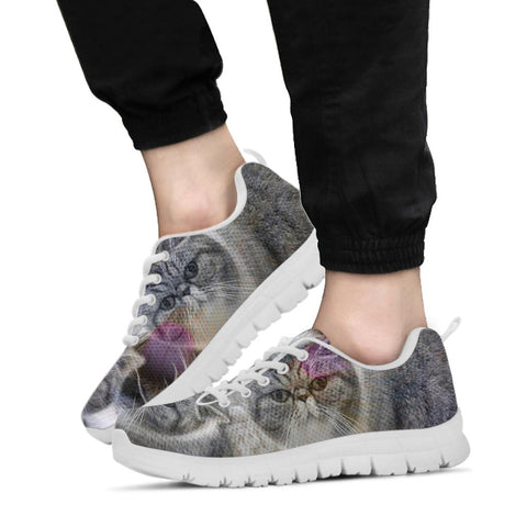 Exotic Shorthair Cat On Grey Print Running Shoes