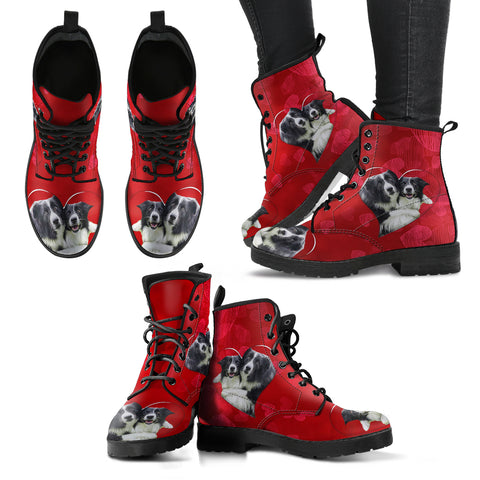 Valentine's Day SpecialBorder Collie On Red Print Boots For Women