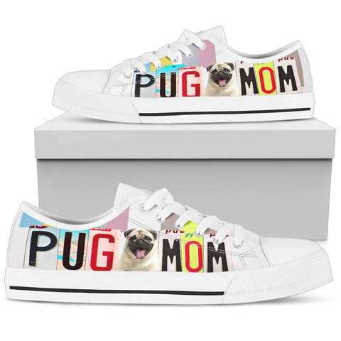 Pug Mom Print Low Top Canvas Shoes for Women