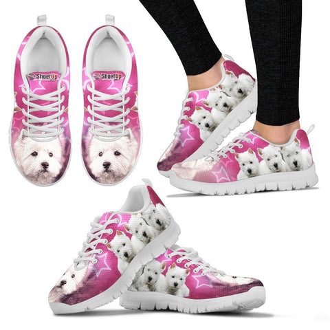 West Highland White Terrier On Pink Print Running Shoes For Women