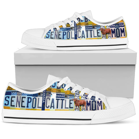 Senepol Cattle Mom Print Low Top Canvas Shoes for Women