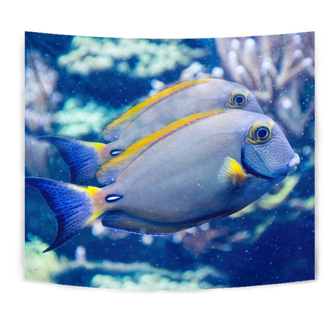 Grey And Yellow Tang Fish Print Tapestry