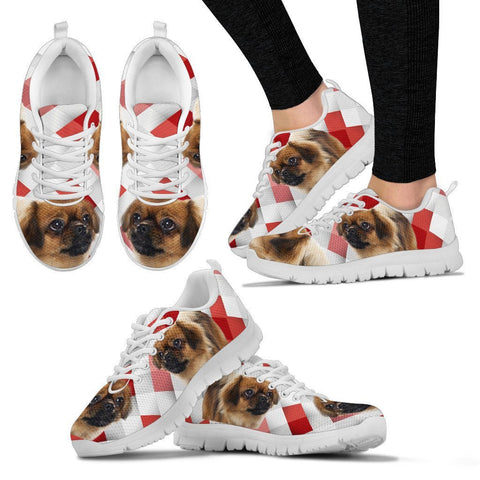 Tibetan Spaniel Red White Print Running Shoes For Women