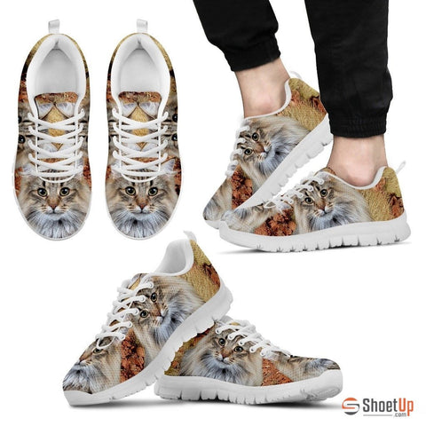 Norwegian Forest Cat Print (White/Black) Running Shoes For Men