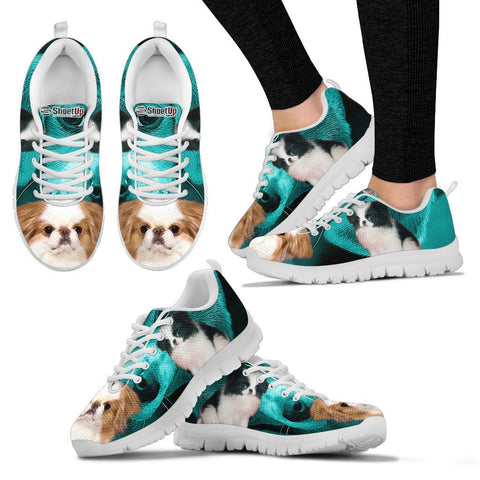 Japanese Chin On Deep Skyblue Print Running Shoes For Women