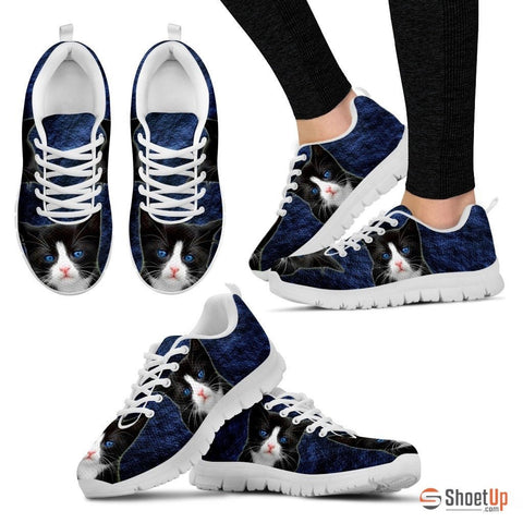 Ojos Azules Cat (Black/White) Running Shoes For Women