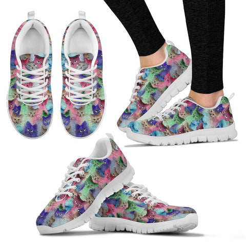 Cats Group Christmas Print Running Shoes For Women
