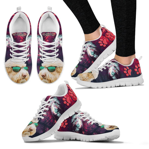 Cute Goldendoodle With Glasses Print Running Shoes For Women