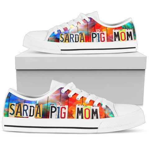 Sarda Pig Mom Print Low Top Canvas Shoes for Women