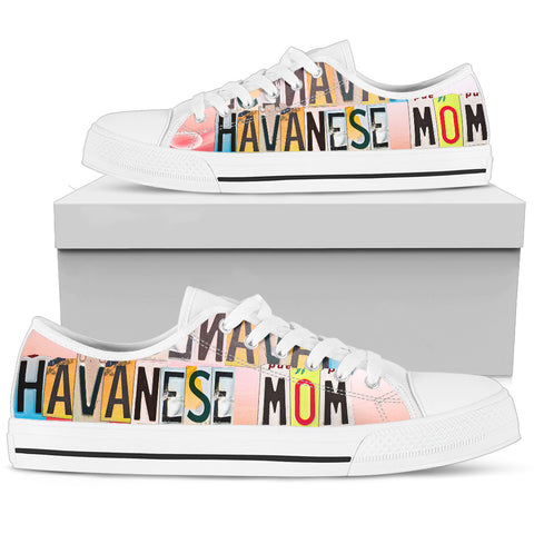 Lovely Havanese Mom Print Low Top Canvas Shoes For Women