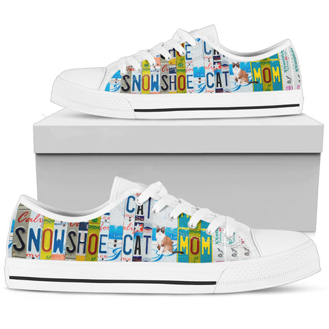 Snowshoe Cat Print Low Top Canvas Shoes For Women