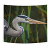 Grey Heron Bird Print Tapestry