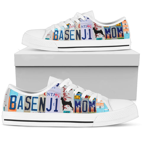 Basenji Print Low Top Canvas Shoes For Women