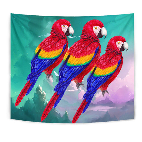 Scarlet Macaw Parrot Print Tapestry