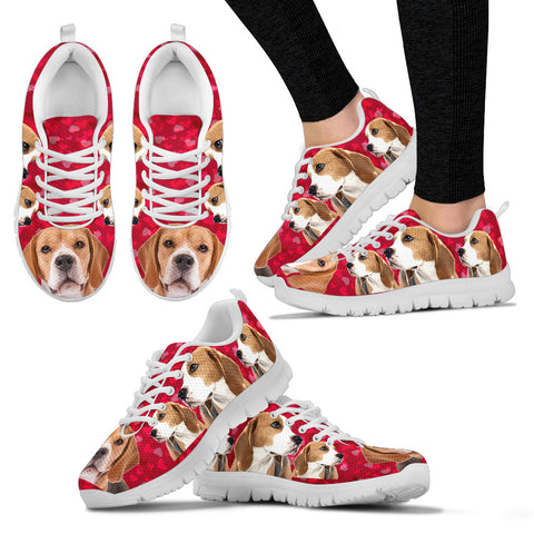 Valentine's Day SpecialBeagle On Red 3D Print Running Shoes For Women