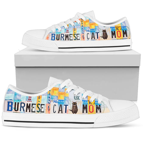 Burmese Cat Mom Print Low Top Canvas Shoes for Women