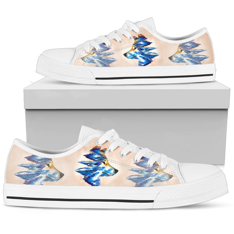 Shiba Inu Dog Snow Art Print Women's Low Top Canvas Shoes