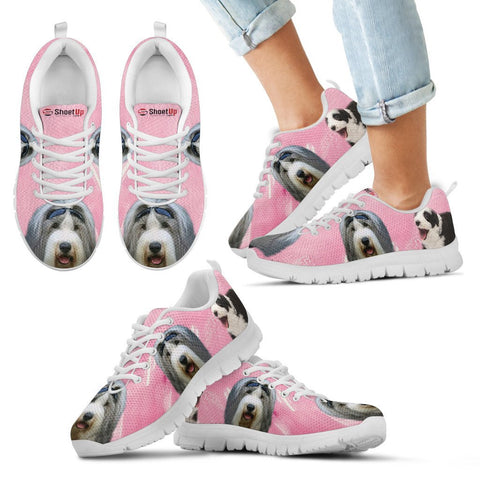 Bearded Collie Water Pink Print Running Shoes For Kids