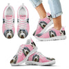 Bearded Collie Water Pink Print Running Shoes For Kids