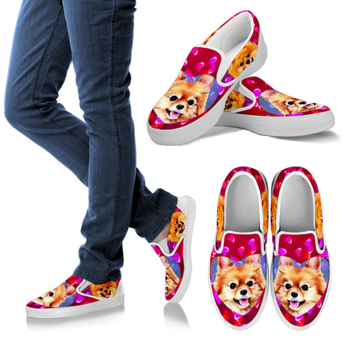 Valentine's Day SpecialCute Pomeranian Print Slip Ons Shoes For Women