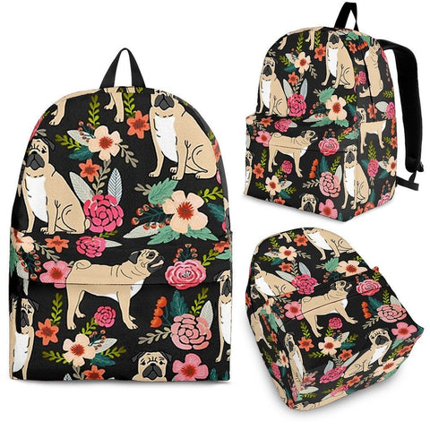 Pug Floral Print BackPack