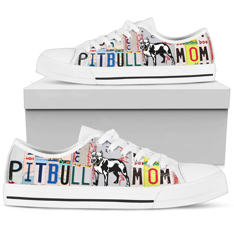 Pit Bull Mom Print Low Top Canvas Shoes for Women