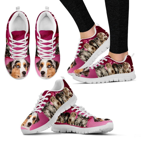 Miniature American Shepherd (Herding dog) Print Sneakers For Women(White)