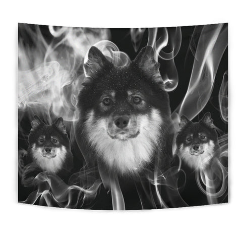 Finnish Lapphund On Black Print Tapestry