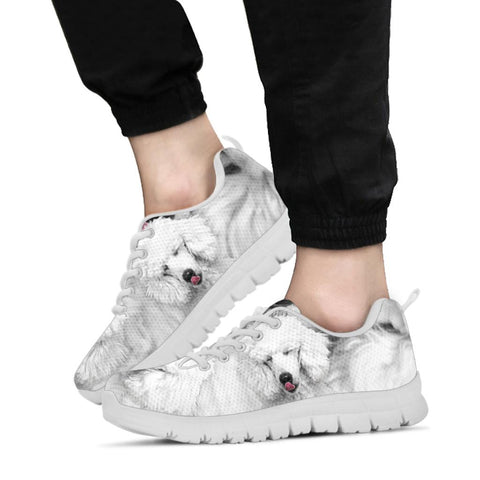 White Poodle Print Running Shoes