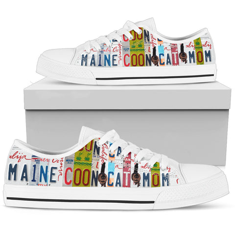 Maine Coon Cat Print Low Top Canvas Shoes for Women