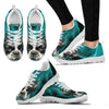 Boston Terrier On Deep Skyblue Print Sneakers For Women