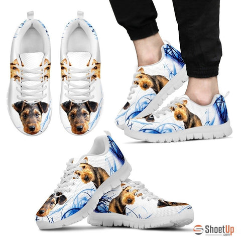 Airedale Terrier Print Sneakers For Men(White)