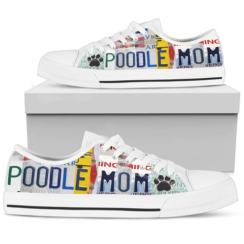 Cute Poodle Mom Print Low Top Canvas Shoes For Women