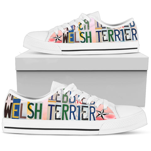 Lovely Welsh Terrier Mom Print Low Top Canvas Shoes For Women