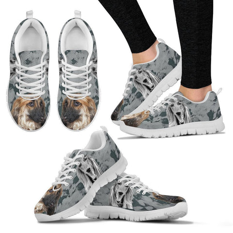 Afghan Hound Black White Dog Print Running Shoes For Women