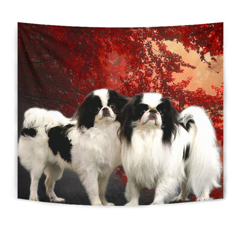 Japanese Chin On Red Print Tapestry