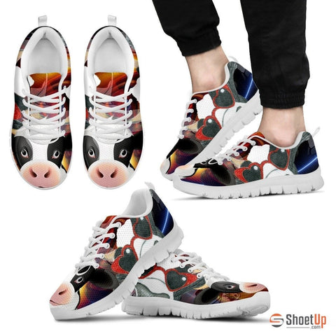 Cow Toon Print Running Shoe Men