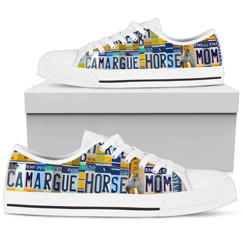 Camargue horse Mom Print Low Top Canvas Shoes for Women