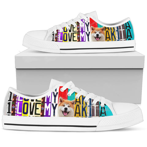 Women's Low Top Canvas Shoes For Lovely Akita Lovers
