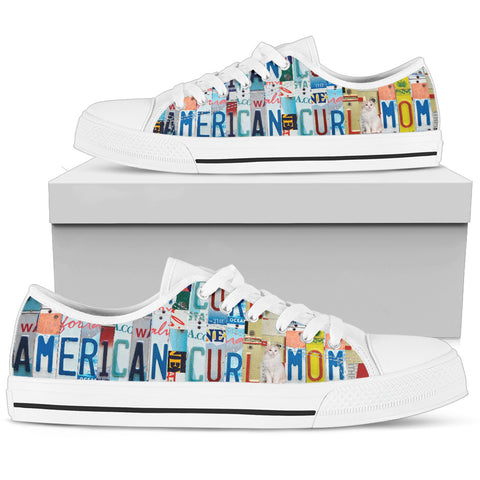 American Curl Cat Print Low Top Canvas Shoes for Women