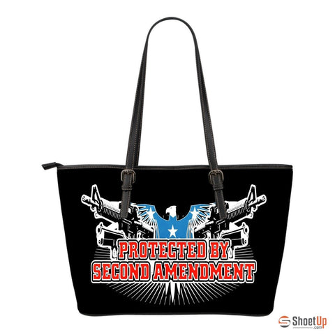 Protected By Second AmendmentSmall Leather Tote Bag